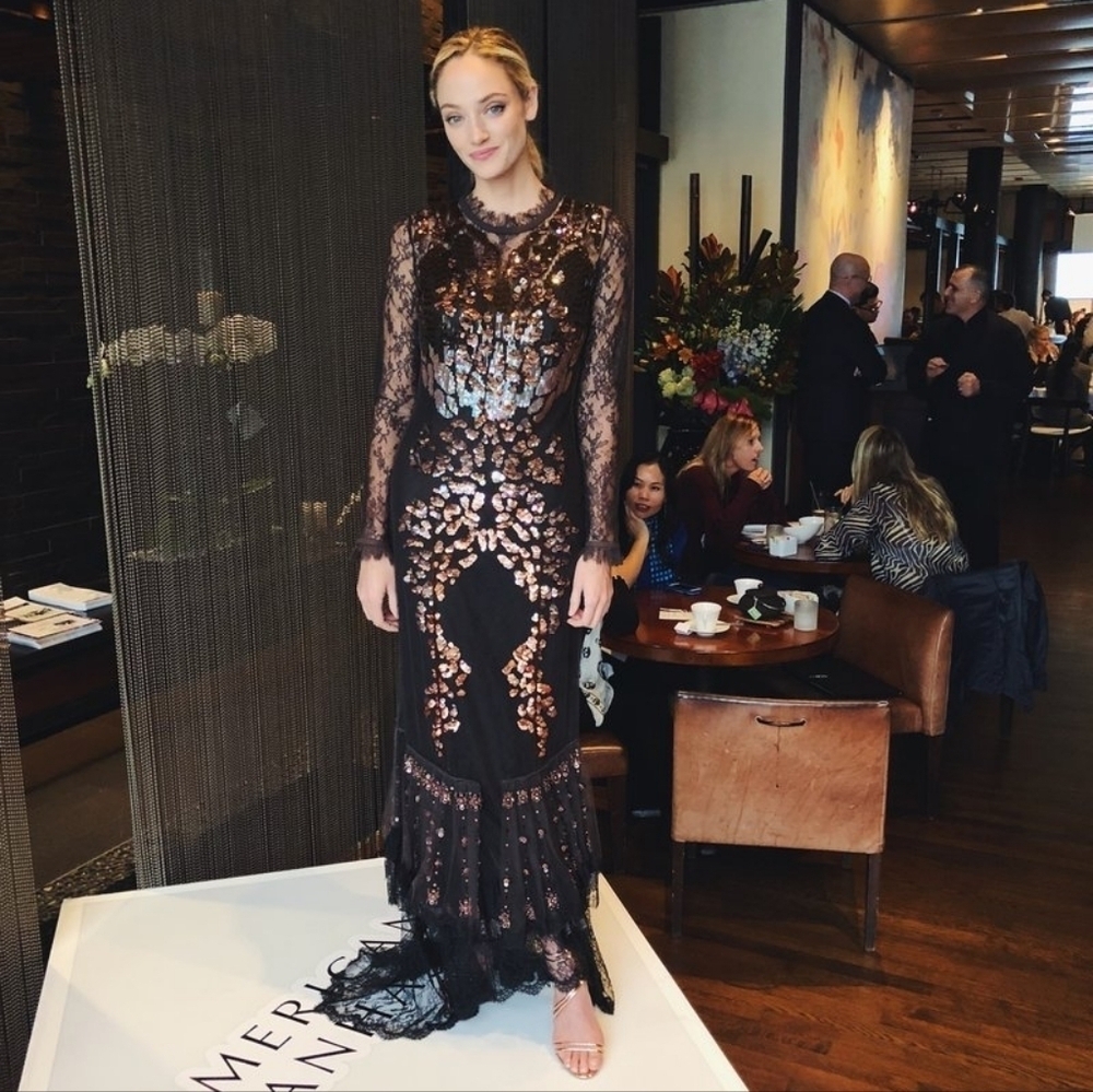 Roberto Cavalli Brown Lace Sequin Evening Dress - Picture 2 of 16